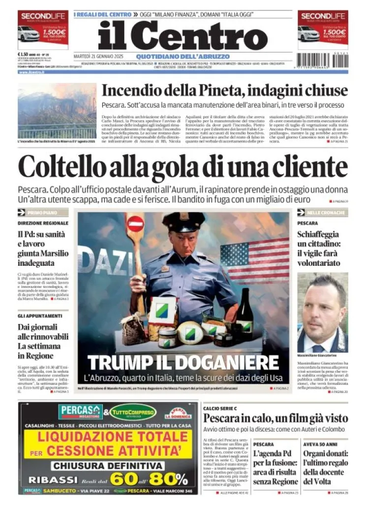 Prima-pagina-il centro-oggi-edizione-del-2025-01-21